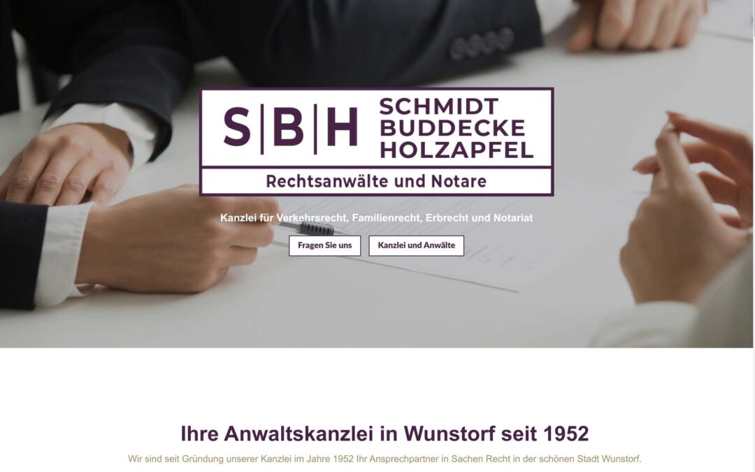 Anwaltskanzlei Homepage SBH-Recht